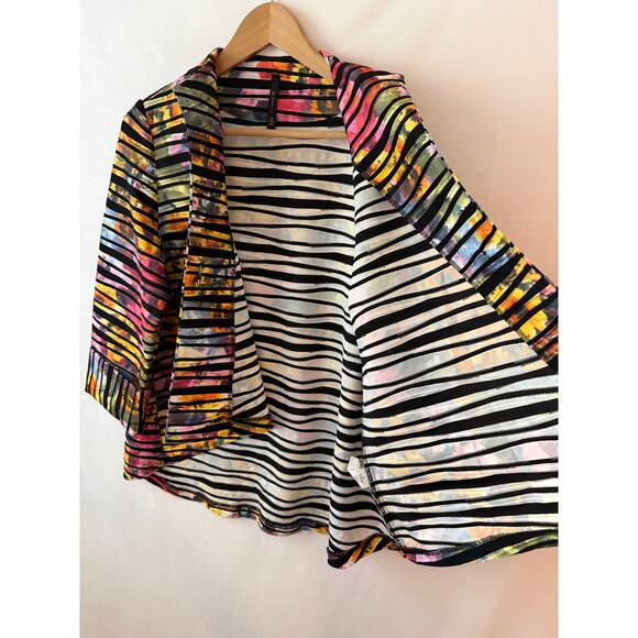 ic by Connie K Asymmetrical One Button Swing Jacket Artsy Art to Wear Abstract M - Picture 2 of 8